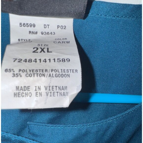 Cherokee Workwear Authentic Button-Up Jacket 2XL Blue 65% Polyester 35% Cotton - Picture 3 of 8